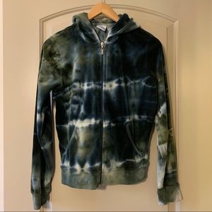 Tie-Dye Velour Blue Ruby Hoodie Sweatshirt S/M